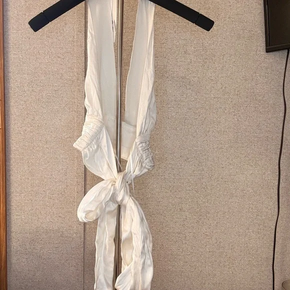 Zara White satin Halter Top - Picture 2 of 5